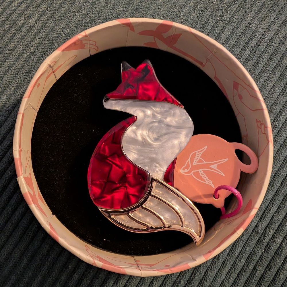 Erstwilder La Formidable Fauve Red and White Fox Brooch